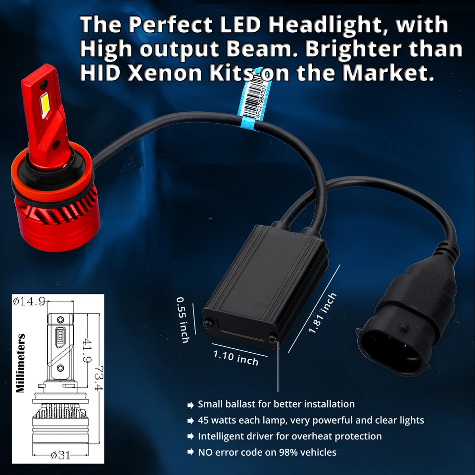 Alla Lighting LED FL-BH-HL H11 Headlight Bulb,Whitest Brightest,Newest,Ever,Fog - Image 2 of 4