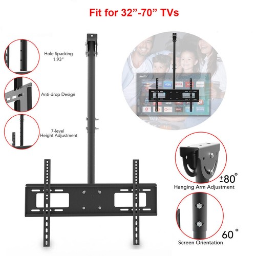 Ceiling Mount TV Wall Bracket Retractable Swivel Tilt For 32"-70" 600 x 400mm US