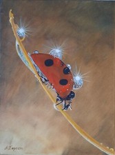 ORIGINAL Oil Painting Contemporary Art Bugs and Insects Wall Art Nature Ladybug