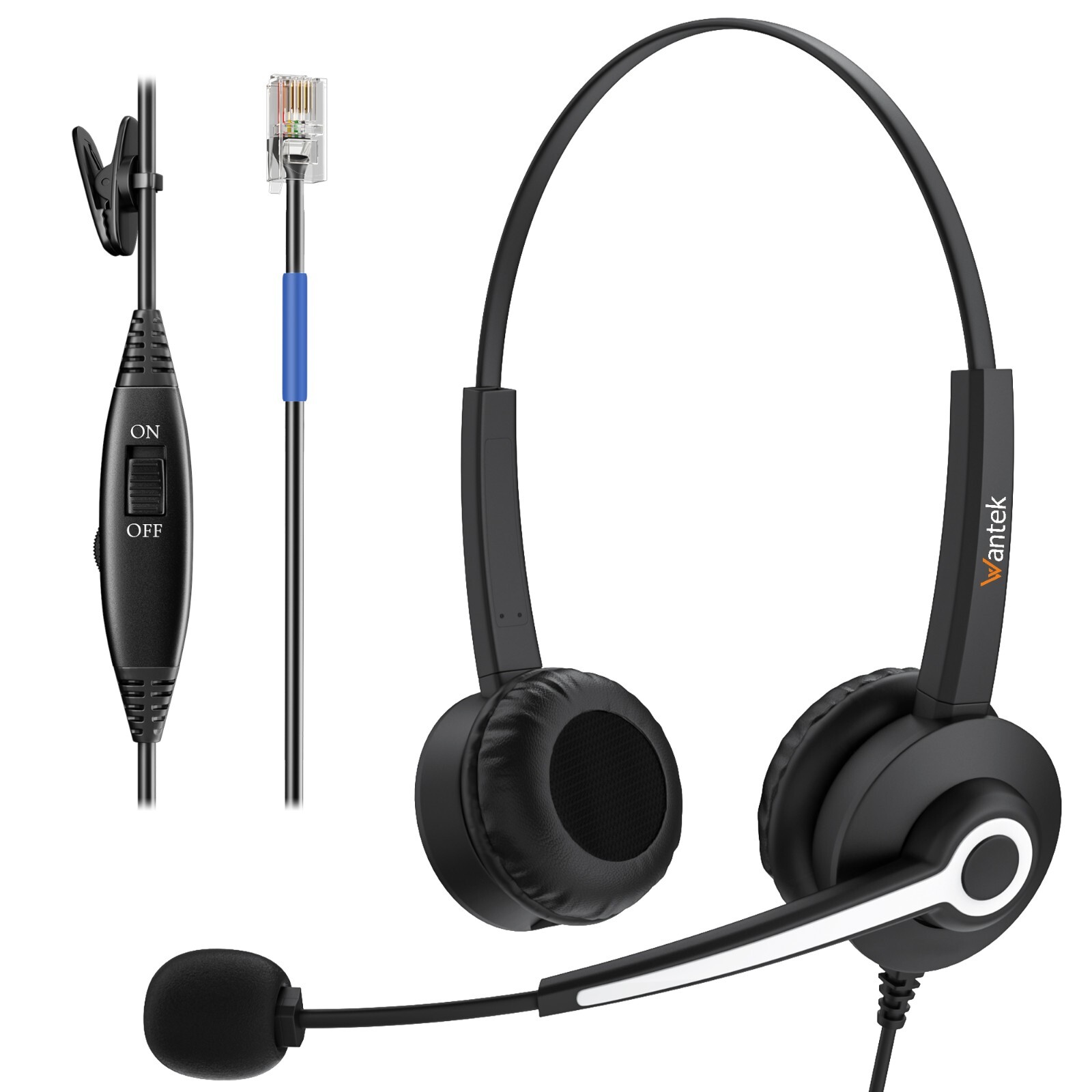 Wantek RJ9 Phone Headset for Office Phones Wired Telephone Headset with Mic