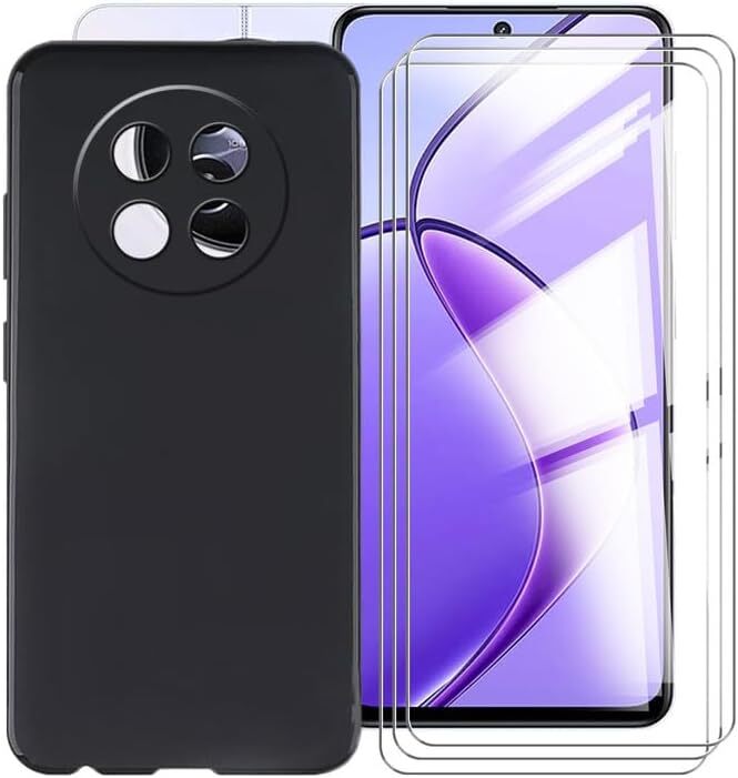 Case Cover Silicone + Tempered Glass Screen Protector for Realme 12 / 12 Pro 5G