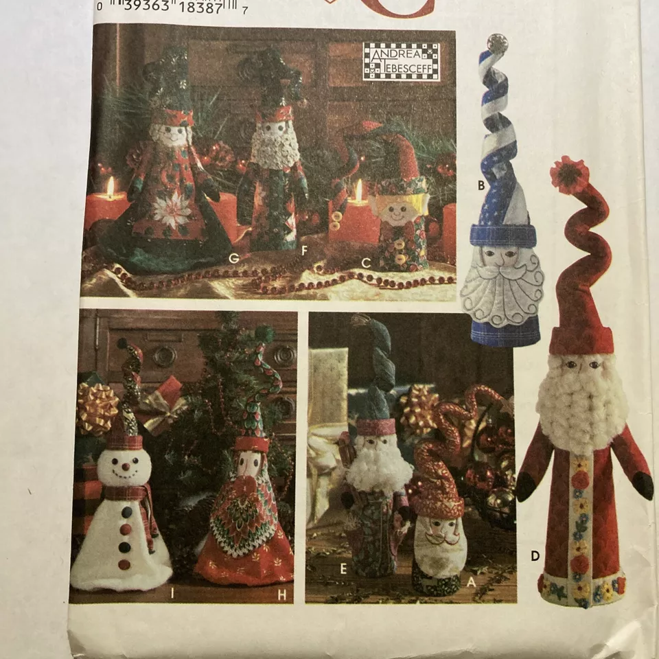 Simplicity Sewing Pattern 9884 Vintage Mr. Mrs. Santa Elf Snowman Decorations UC - Image 2 of 4