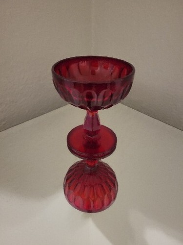 Vintage 1960s/70s Ruby Red Footed Champagne Sherbet Glasses 4¼"Tall 4oz Set Of 4 - Picture 6 of 11
