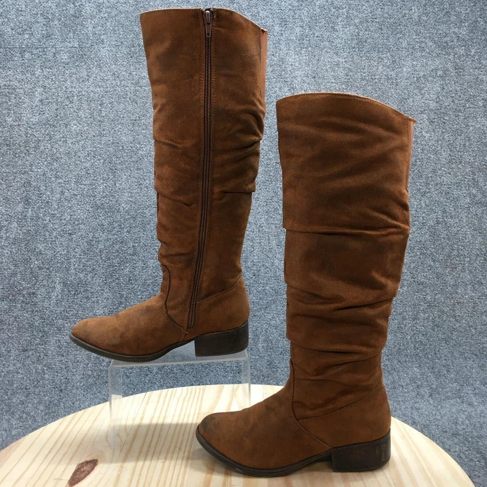 Steve Madden Botas Altas Juveniles 4Y Marrón Hasta la Rodilla Cremallera Lateral Informal Imitación Gamuza Foto 2 de 4