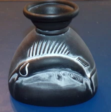 Clay TerraCoTta  Pottery 3D Relief Fish Art Vase Small