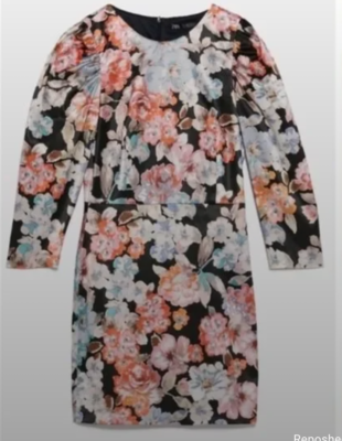 zara retro print dress NWT ZARA retro floral geometric print open-back mini dress