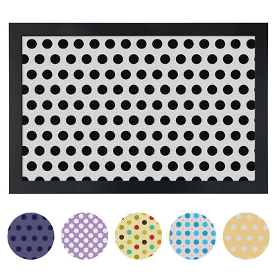 ArtToFrames Custom Cork Bulletin Board Polka Dot Framed in Satin Black