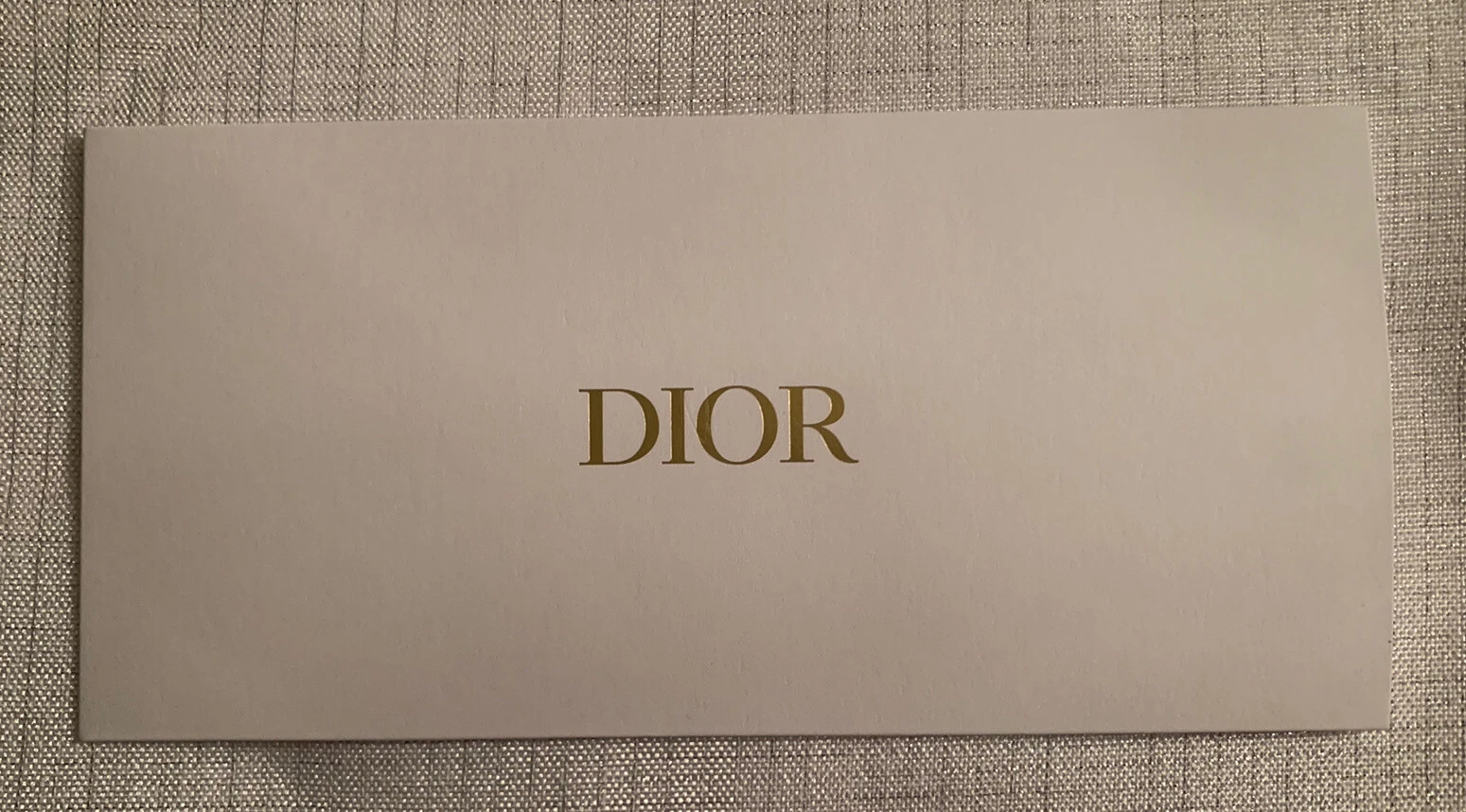 Enveloppe cadeau carte blanche authentique DIOR sac d'argent   porte reçu logo or
