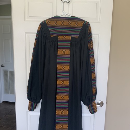 Murphy Robes Clergy Robe Bishop Black With African Pattern Chest 38 Length 52 - Picture 7 of 11