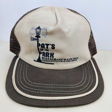 Vintage USA MADE Pats On The Park Restaurant Mesh Trucker Hat Snapback Cap