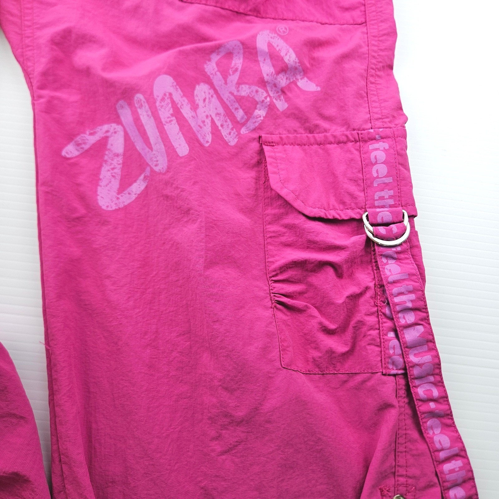 Zumba Feel the Music Cargo Pants Pink Nylon Dance Trousers Medium RN131301 image 2