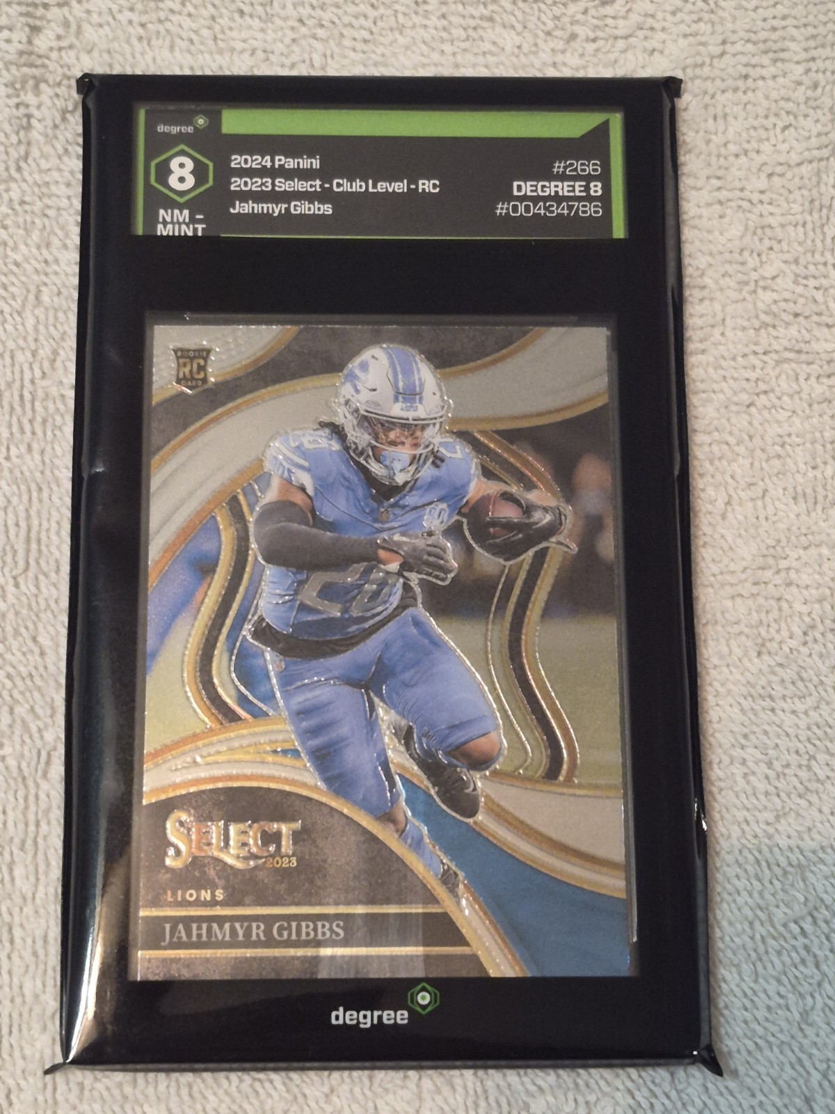 2023 Panini Select - Club Level Jahmyr Gibbs #266 Silver Prizm (RC) Degree 8 NM