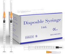 Luer Lock Syringe 1ml - Sterile Disposable Syringes without Needles 50 Pack ,