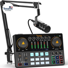 Podcast Equipment Bundle 10 Channel Audio Interface and XLR Dynamic Microphone c