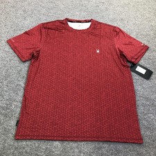 Spyder Rash Guard Shirt Mens Medium Red Geometric UPF 30 Swim Quick Dry Surf