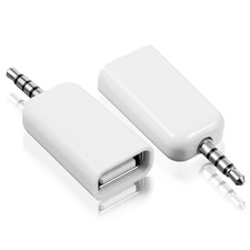2 Pack AUX to 3.5mm Audio Adapter Not Universal USB White