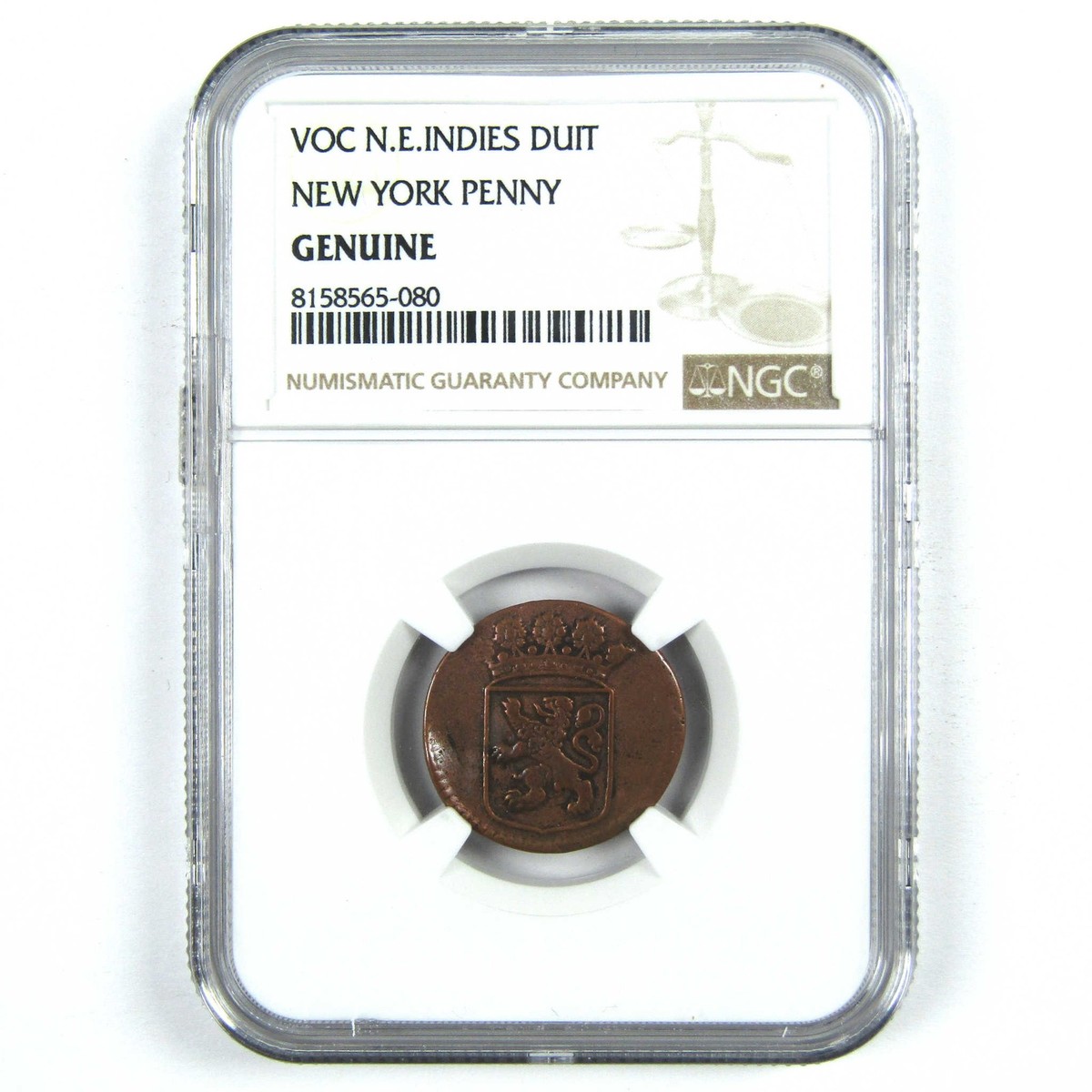 1726-1794 VOC Copper Duit Cent Genuine NGC Copper 1c SKU