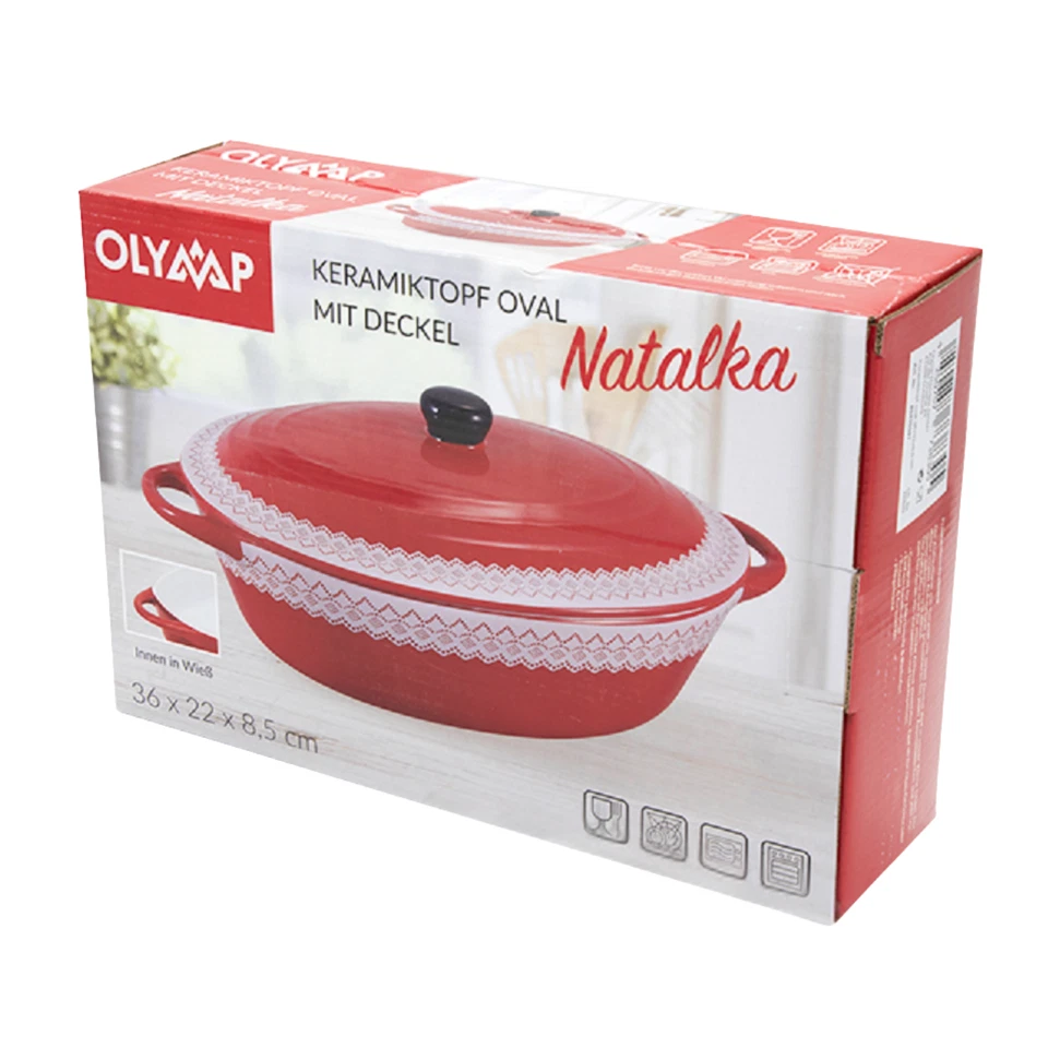 Keramiktopf mit Deckel Natalka oval 36 x 22 x 8,5 cm - Bild 3 von 3