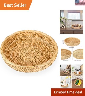 Small Round Keys Basket Bowl for Entryway 8.6'' Hand-woven Wicker Storage Bask...