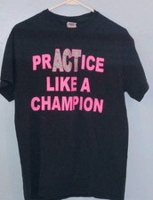 Girls T-shirt SZ M PRACTICE LIKE A CHAMPION gymnastics cheerleading Black Pink