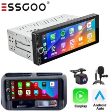 6.86" 1DIN Car Stereo Radio Fit Wireless Carplay Android Auto +AHD&MIC GPS BT FM