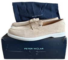 NEW MENS PETER MILLAR EXCURSIONIST PENNY LOAFER SHOES, 11.0 MEDIUM, SAND
