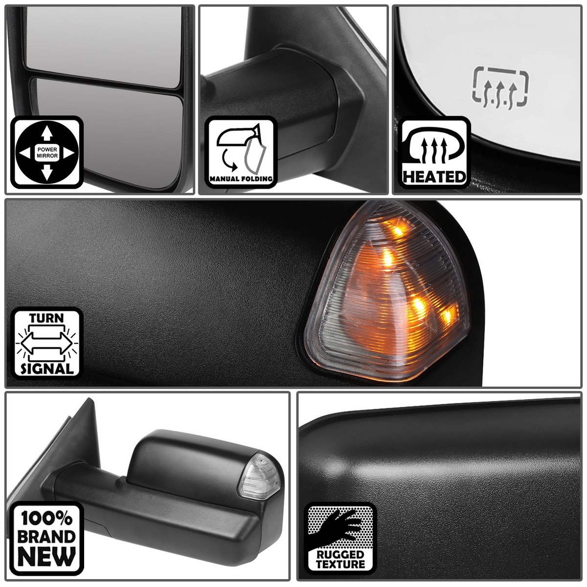 Pair Of Power Heated Turn Signal Mirrors For Dodge Ram 1500 (2009-2019) 3 thumbnail image