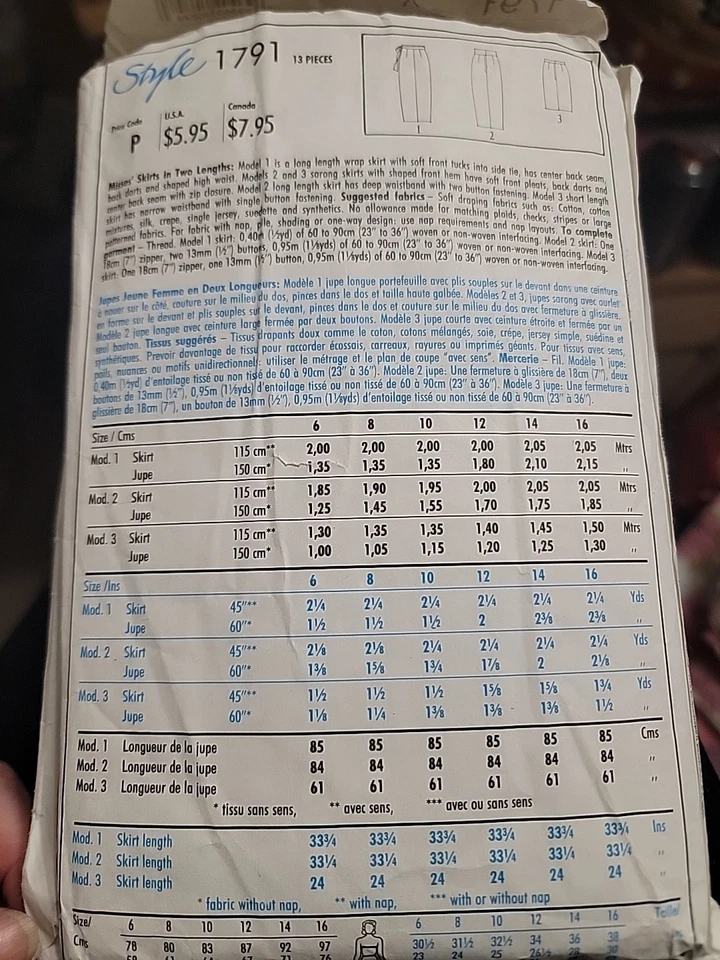 Vintage 1990 Style Sewing Pattern 1791 Size 6 8 10 12 14 16 Wrap Skirt Cut Compl - Image 2 of 2