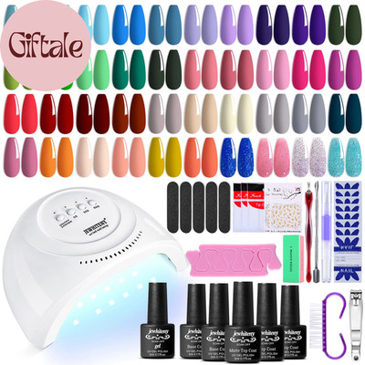 45PCS Gel Nail Polish Kit with U V Light LED Nail Lamp 40 Colors Set Manicure Na