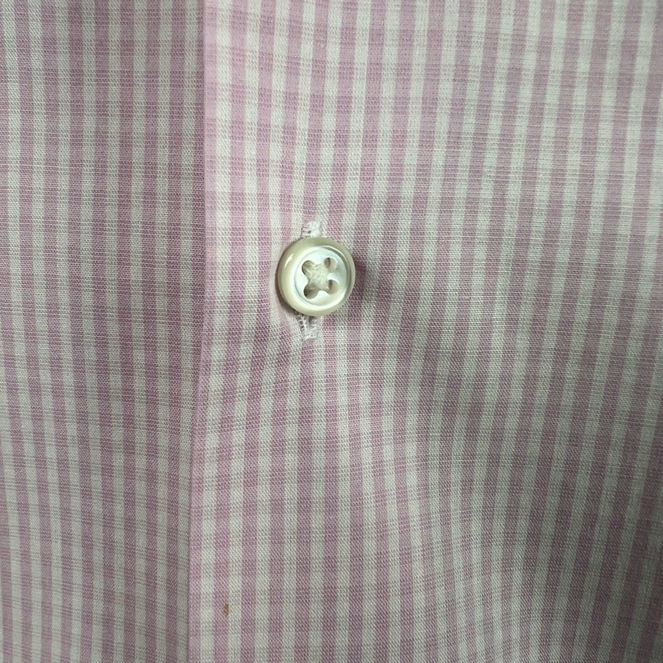 Nordstrom TechSmart Dress Shirt Mens 15½ 32-33 Pink Collared Gingham Check - Image 3 of 4