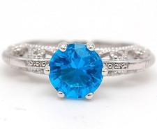 2CT Aquamarine  Topaz 925 Solid Sterling Silver Ring Jewelry Sz 7 UB3-4