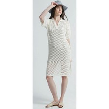 PrettyLittleThing White Eyelet Knit Polo Dress size XL