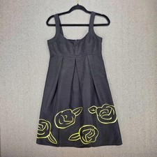 B. Moss Dress Collection Black Yellow Embroidered Rose Pleated Cocktail Dress 2