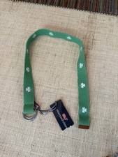 Boys Vineyard Vines Embroidered Green White Shamrock D-Ring Belt Sz Large/OL NWT