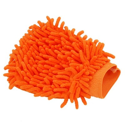 2 IN 1 ORANGE Mikrofaser Autowaschhandschuh Staubwedel Hausreinigung Neu