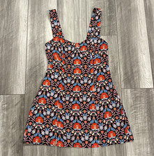 Free People Floral Square Neck Sleeveless Short Sundress A-Line S Viscose Button