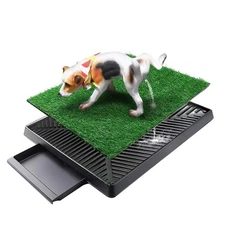 Dog Grass Pad with Tray, Artificial Turf Dog Grass Pee Pad Potty Training for...