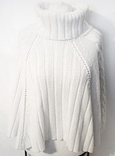 Herzdame Rollkragen Poncho Cape Weiß Einheitsgröße 