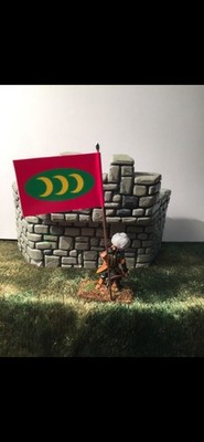 1x 28mm Renaissance Ottoman Turkish State Banner Flag Ready on Metal Flagpole