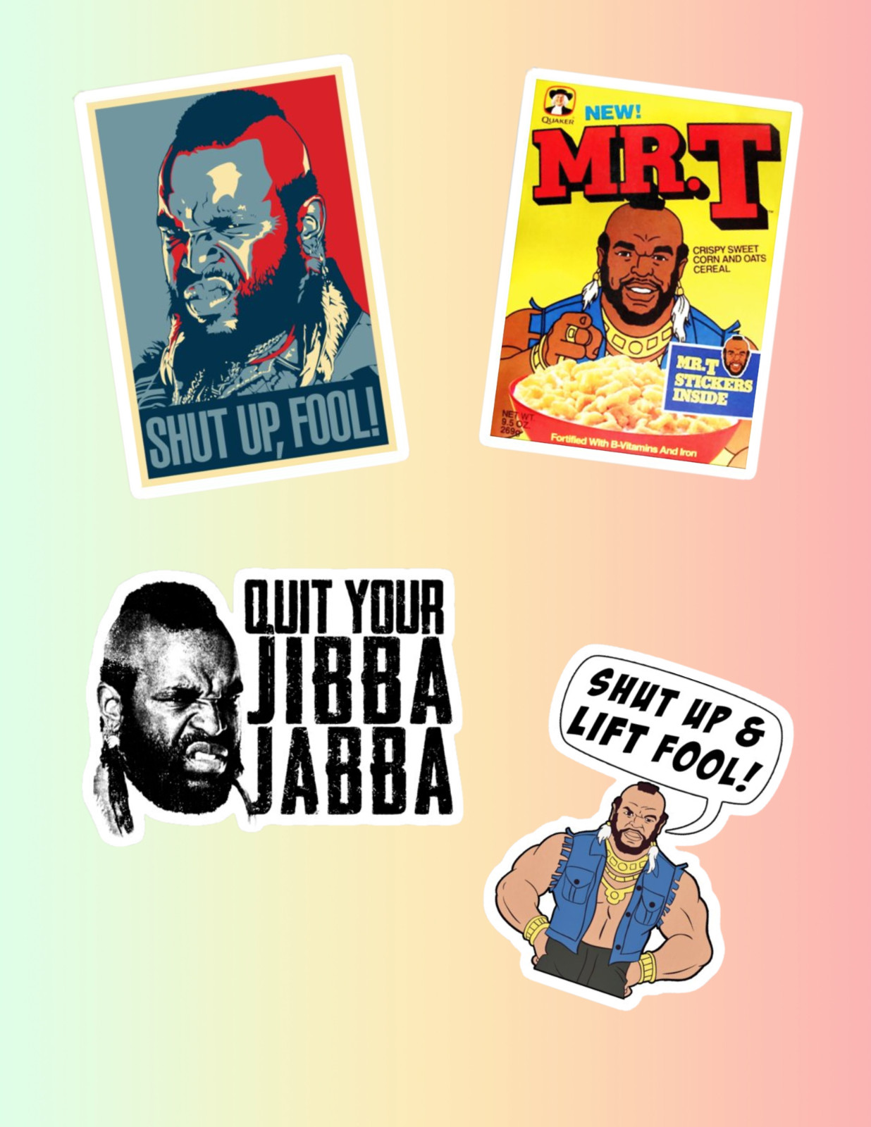 Mr T 4pc Stickers Pack