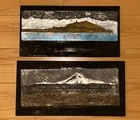 Vintage 2 Russian USSR Metal Mixed Media Landscape Sculpture Wall Artwork Wood — photo 1