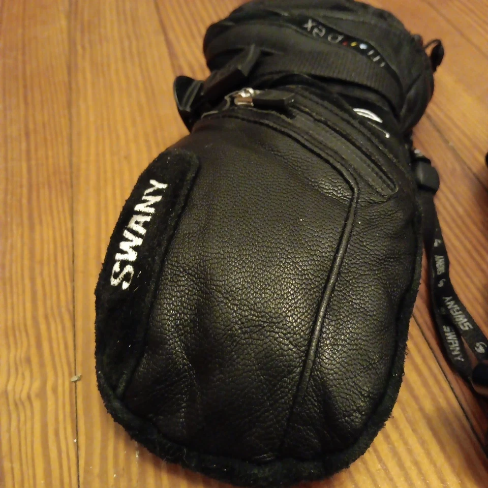 Swany Tri-plex SX-44 Damas Cuero Esquí Snowboard Mitones Negro Forrados Pequeño Foto 3 de 4