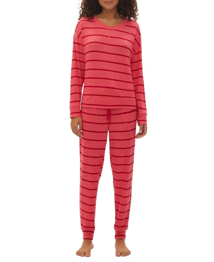 NWT GapBody Women's L 2-Pc Long Sleeve Jogger Pajama Set G1081XLLMA Rose Stripe