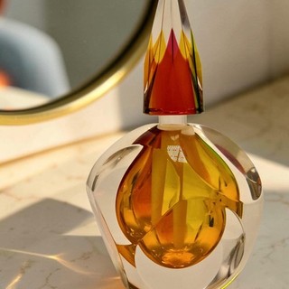 Paul Harrie handblown glass Faceted perfume bottle Signed 2004