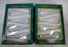 Vtg Commodore ICICLE Christmas Ornaments Iridescent 2 Boxes 8 Ornaments 