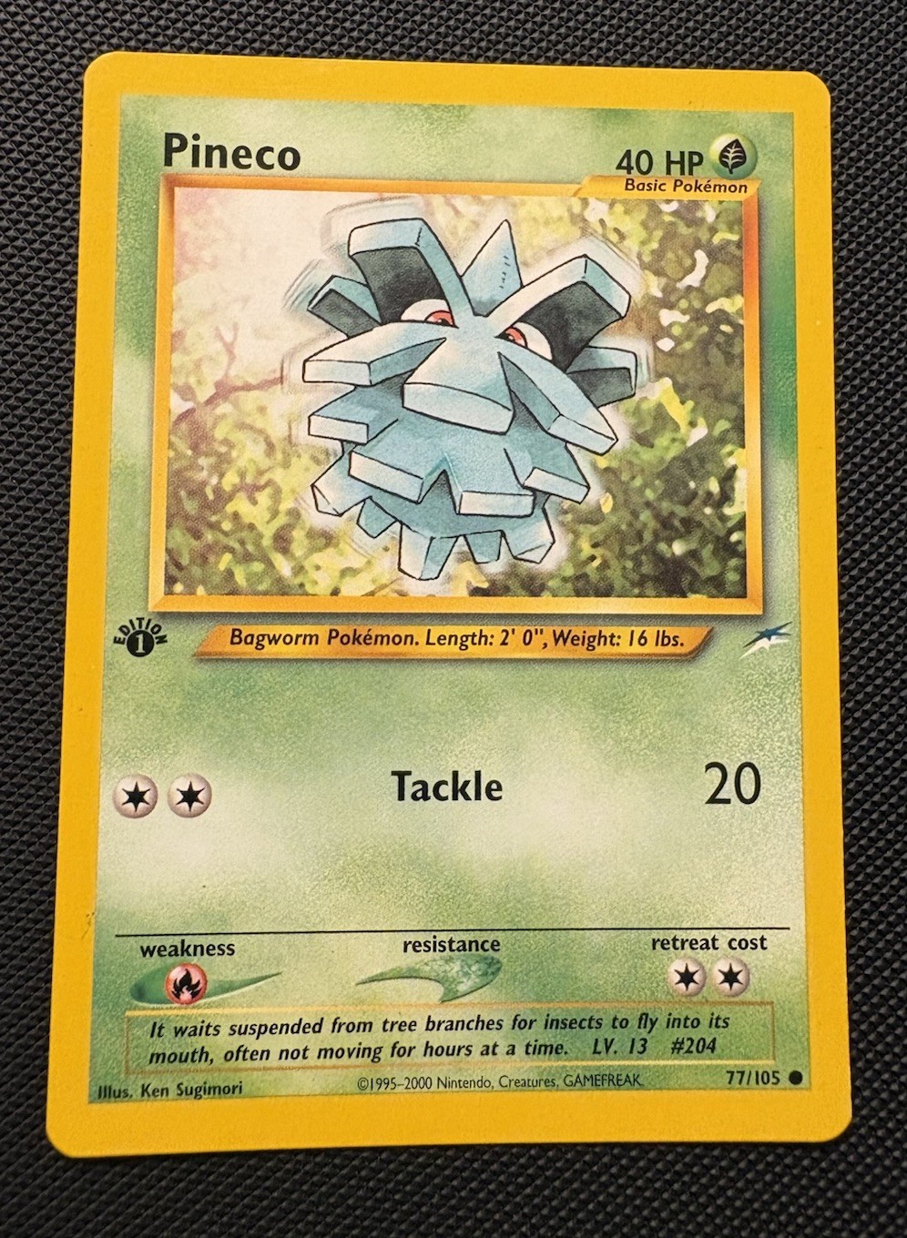 1st Edition Pineco 77/105 Neo Destiny Pokemon Card WOTC