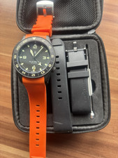 Elliot Brown Holton Auto GMT 43mm Black Dial/Bezel 200m Orange/Black Straps
