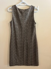 Talbots Petite Shift Dress Brown Black Geometric Size Small SP