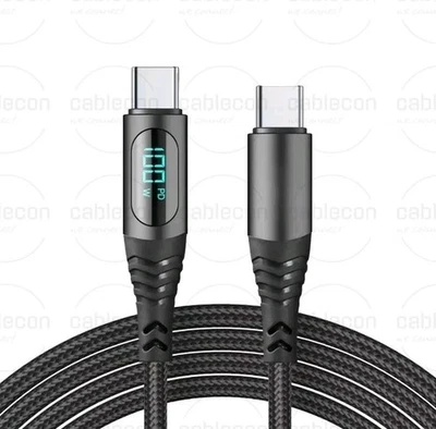 USB-C Schnellladekabel PD 100W Typ-C Kabel LED Display Anzeige Laptop Ladekabel - Bild 1 von 4