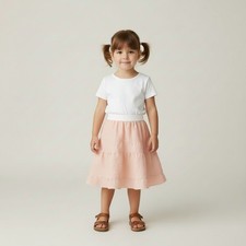 Skirt Girls 2/3 100 Cotton Orange Stripe Long Ruffle Tier Mom and Pop's Kids